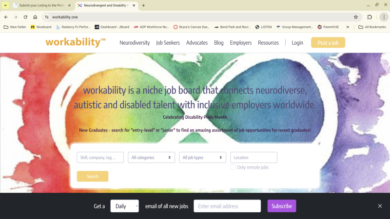 www.workability.one Job Board Connects Neurodivergent Job Seekers with Inclusive Employers Worldwide