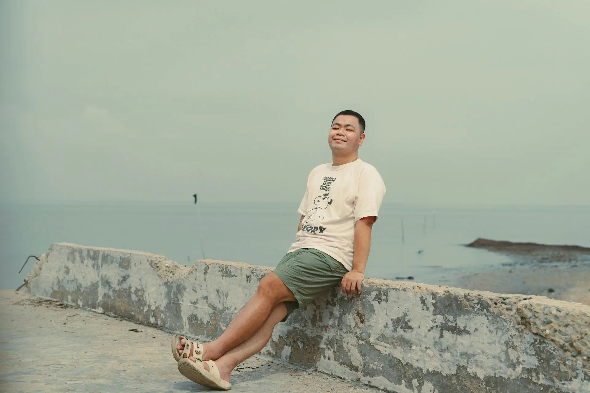 Person relaxing on the dock